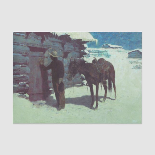 Papel De Seda Nieve de invierno de caballos y bovinas (Anverso)