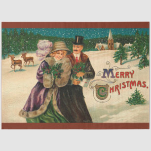 Papel De Seda Nieve De Vintage Y Navidades De Renos