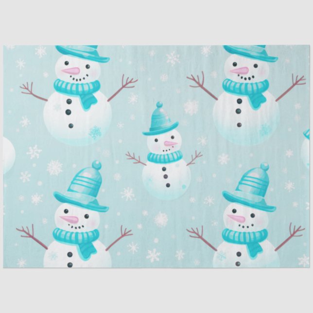 Papel De Seda Nieve suave y Navidades azules claros (Anverso)