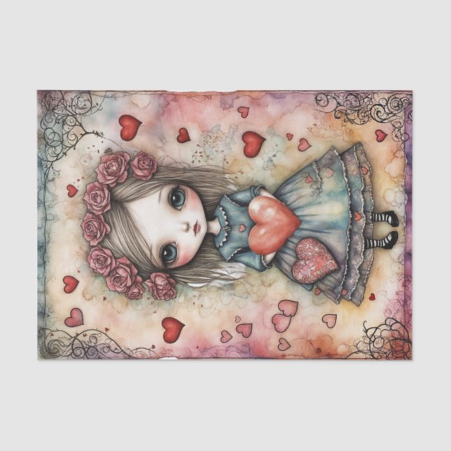 Papel De Seda Niña Adorable - Día de San Valentín - Decoupage (Anverso)