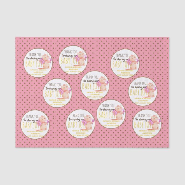 Papel De Seda Niña bebé primer cumpleaños ducha princesa gatos g (Anverso)