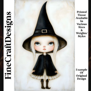 Papel De Seda Niña Bruja de Halloween Caprichosa y Linda M6 Deco