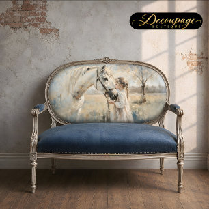 Papel De Seda Niña Caballo Blanco Decoupage