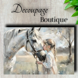 Papel De Seda Niña Caballo Blanco Decoupage
