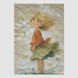 Papel De Seda Niña Caprichosa en una Escena Ventosa