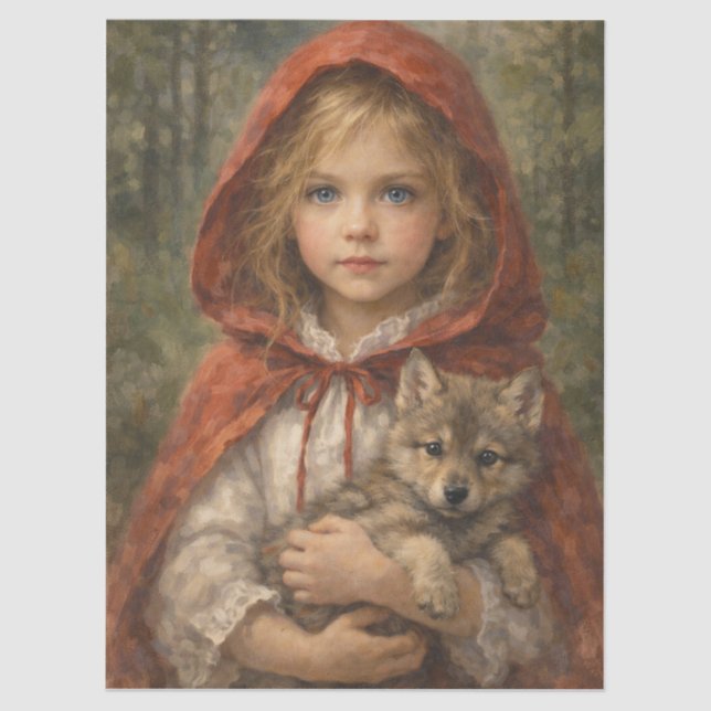 Papel De Seda Niña con lobo (Anverso)