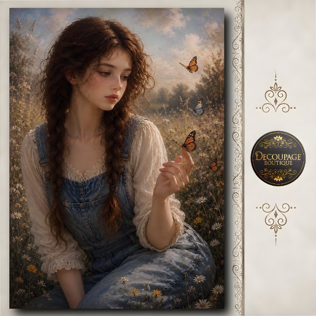 Papel De Seda Niña con Mariposa en el Dedo (Girl with Butterfly on Finger Tissue Paper)