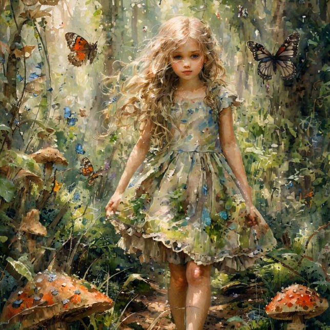 Papel De Seda Niña curiosa en una escena caprichosa (Subido por el creador)