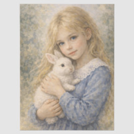 Papel De Seda niña dulce con conejo