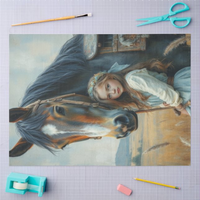 Papel De Seda Niña Gitana con su caballo (Artesanía)