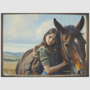Papel De Seda Niña gitana salvaje con su caballo