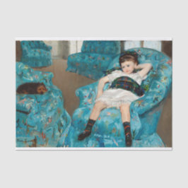 Papel De Seda Niña pequeña en un sillón azul por Mary Cassatt