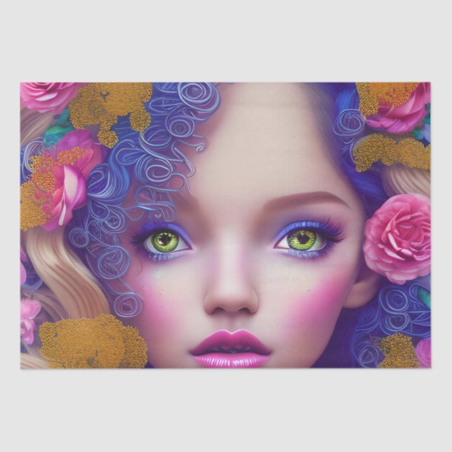 Papel De Seda Niña princesa de flor inspirada en la cultura ucra (Anverso)