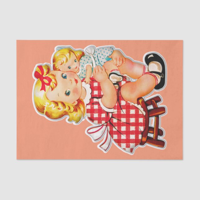 Papel De Seda Niña retro vintage (Anverso)