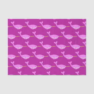 Papel De Seda Niña Rosa bonito Narwhal Patterada