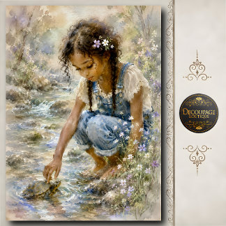 Papel De Seda Niña Tocando Tortuga