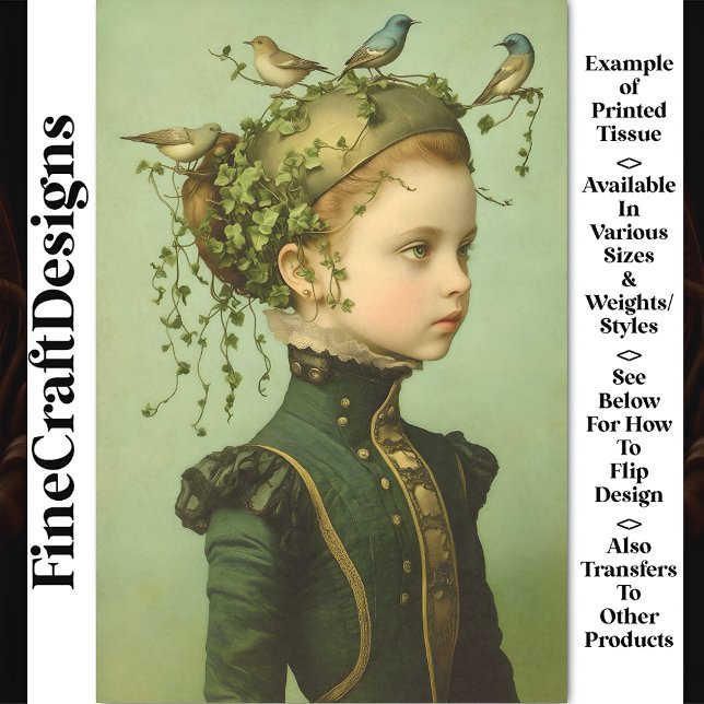 Papel De Seda Niña Victoriana Linda & Enredaderas & Pájaros BD9  (Subido por el creador)