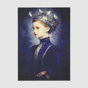 Papel De Seda Niña Victoriana Linda, Hiedra y Pájaros FF6L Decou