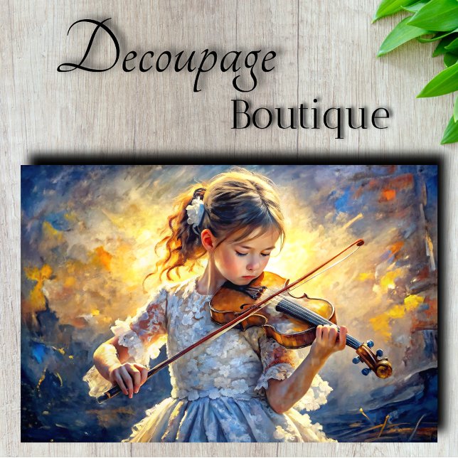 Papel De Seda Niña Violinista Decoupage (Little Girl Violinist Decoupage Tissue Paper)