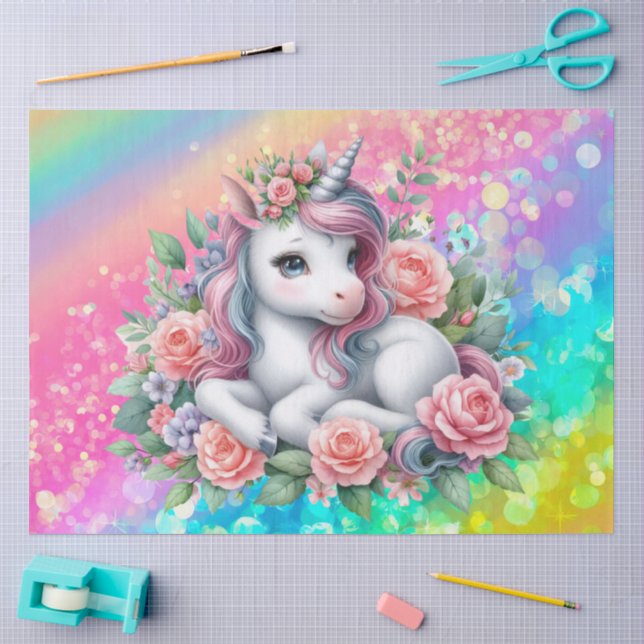 Papel De Seda Niñas lindas decoupage de unicornio bebé  (Artesanía)