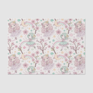 Papel De Seda Niñas Mágicas de Anime Kawaii con Rosa Pastel