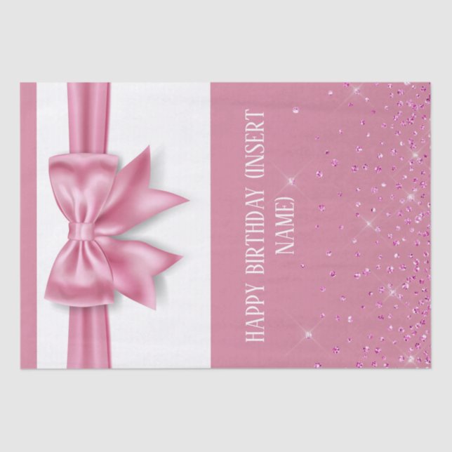 Papel De Seda Niñas rosadas cumpleaños purpurina glam (Anverso)