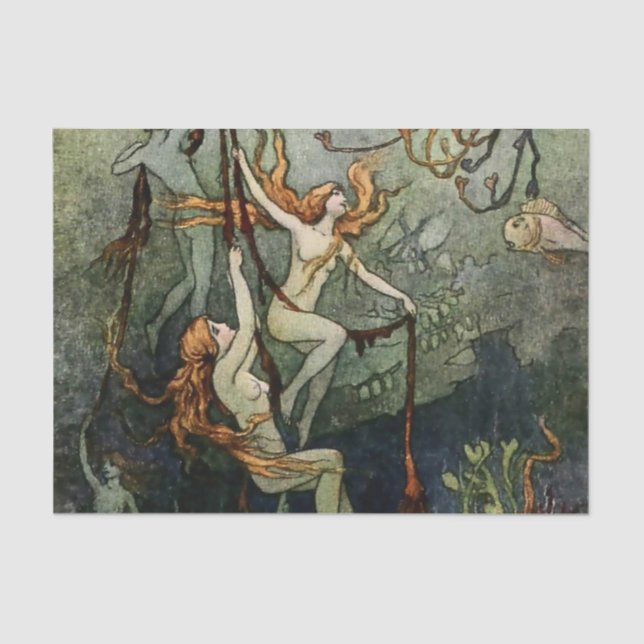 Papel De Seda "Ninfas marinas" por Warwick Goble (Anverso)