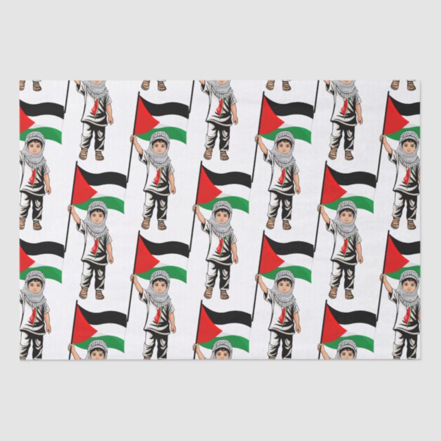 Papel De Seda Niño con bandera palestina de Keffiyeh (Anverso)