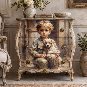Papel De Seda Niño con cachorro decoupage