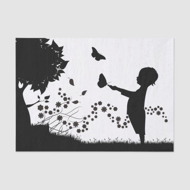 Papel De Seda Niño con manchas de mariposas (Anverso)