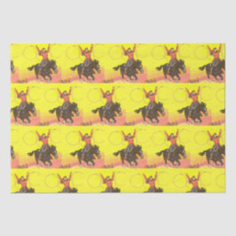 Papel De Seda Niño de Cowboy en caballo con cuerdas en escena de