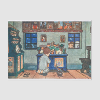 Papel De Seda Niño de época jugando con juguetes Navidades