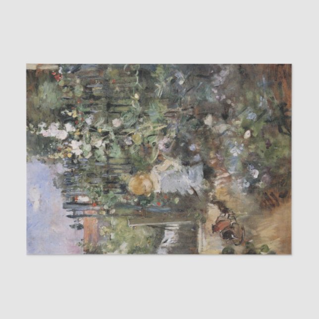 Papel De Seda Niño en el jardín del Rosa por Berthe Morisot (Anverso)