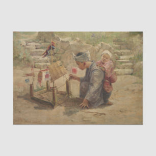 Papel De Seda Niño japonés construyendo un hombre de guerra por 