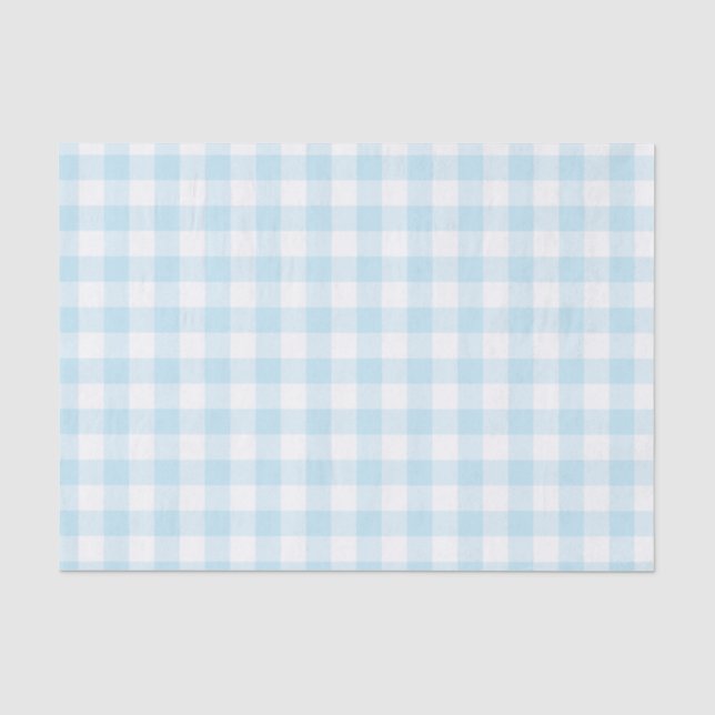 Papel De Seda Niño Pastel Azul Cuadros Gingham (Anverso)