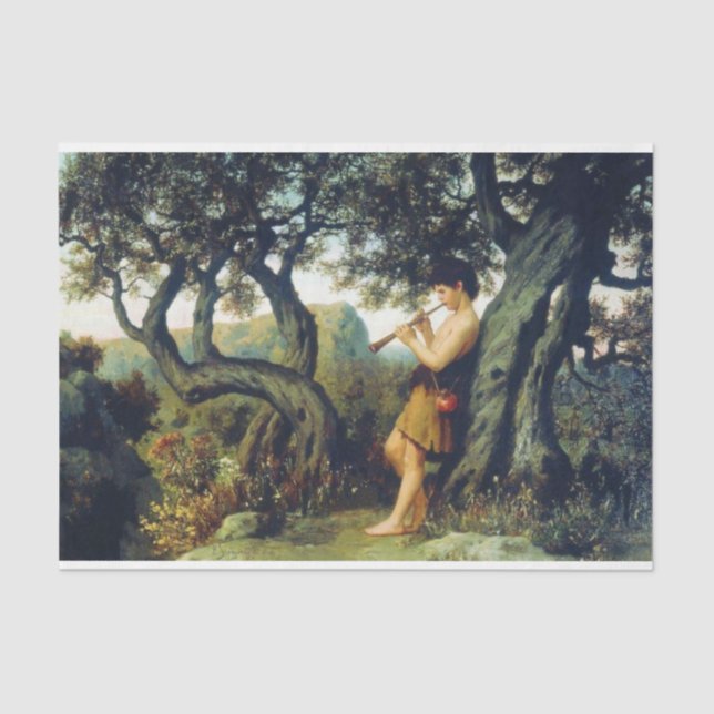 Papel De Seda Niño pastor jugando a la flauta (Anverso)