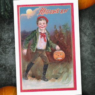 Papel De Seda Niño victoriano lindo con Jack-O-Lantern de Hallow