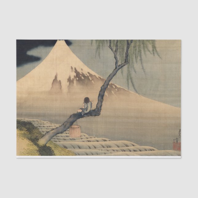 Papel De Seda Niño viendo el Monte Fuji por Katsushika Hokusai (Anverso)