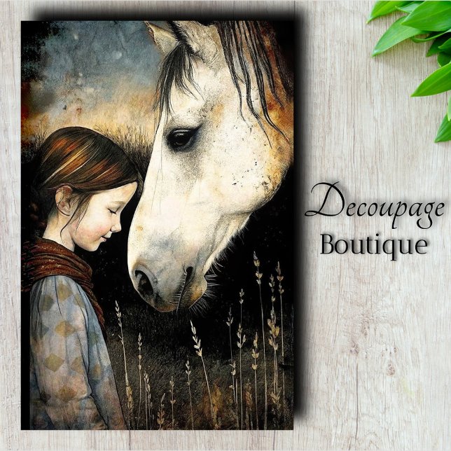 Papel De Seda Niño y Caballo Blanco Decoupage (Child And White Horse Decoupage Tissue Paper
)