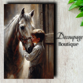 Papel De Seda Niño y Caballo Blanco Decoupage