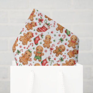 Papel De Seda Niño y niña de pan de jengibre de Navidad con medi