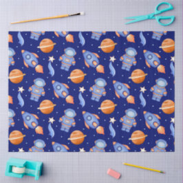Papel De Seda Niños Adorables Astronauta Espacio Exterior
