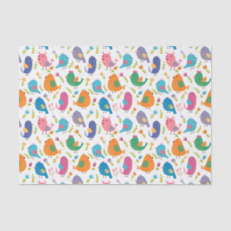 Papel De Seda Niños adoran pájaros coloridos tuiteando