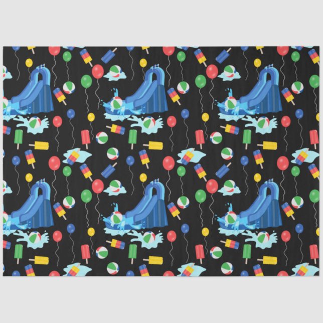 Papel De Seda Niños con tobogán acuático Chica de verano (Anverso)