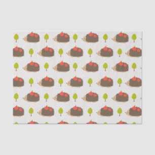 Papel De Seda Niños Cute Hedgehog llevando manzanas sonriendo