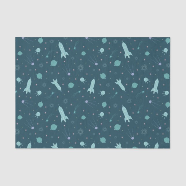 Papel De Seda Niños de cohete lanzan al espacio planetas saturad (Anverso)