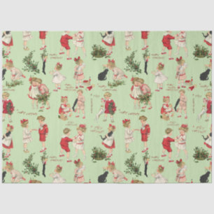 Papel De Seda Niños de época festiva y saludos de Navidad