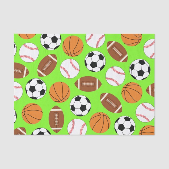 Papel De Seda Niños de la fiesta de cumpleaños deportiva (Anverso)