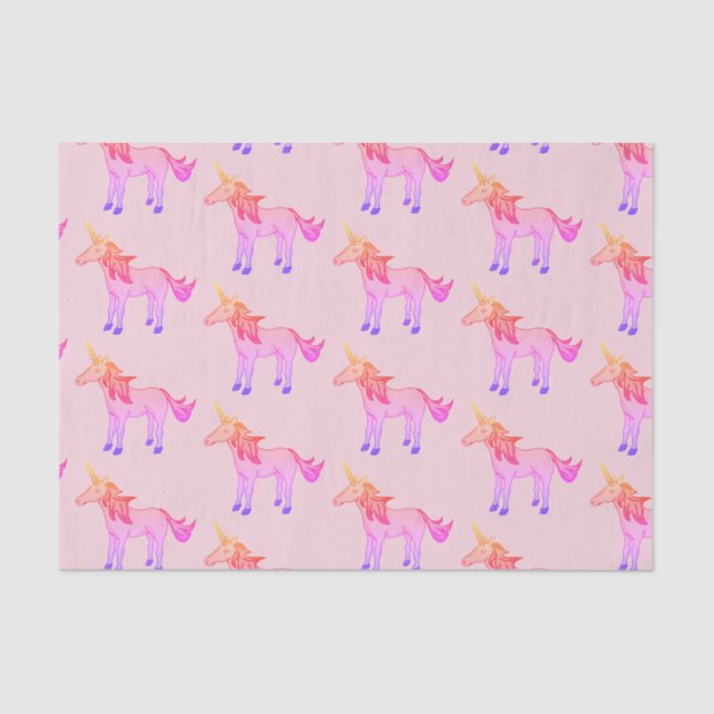 Papel De Seda Niños de patrón rosa de unicornio arco iris (Anverso)