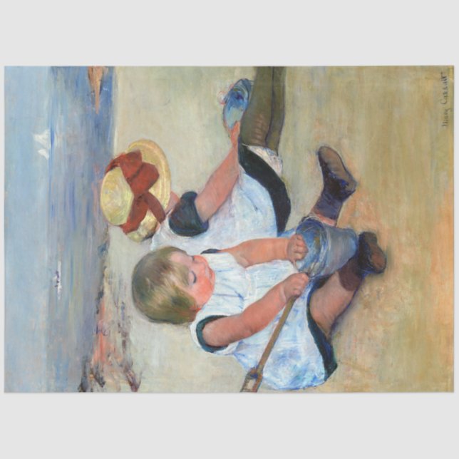 Papel De Seda Niños en la playa, Cassatt (Anverso)